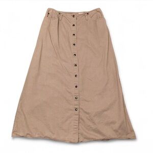 Vintage 90’s Eddie Bauer Snap Up Midi Skirt Women’s 10 Tan Khaki Prairie Cottage